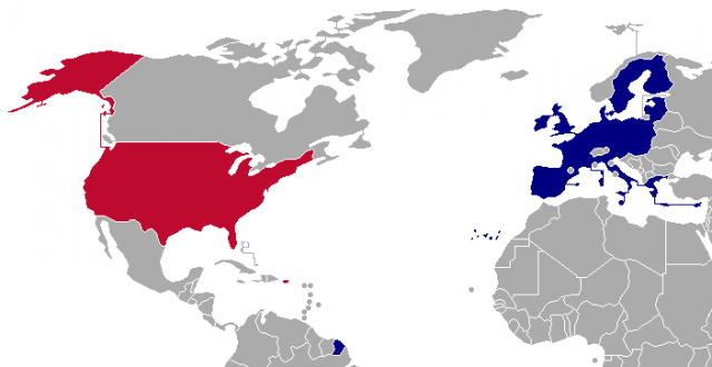 United States European Union map US