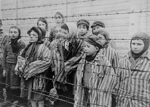 Child survivors of Auschwitz holocaust concentration camp