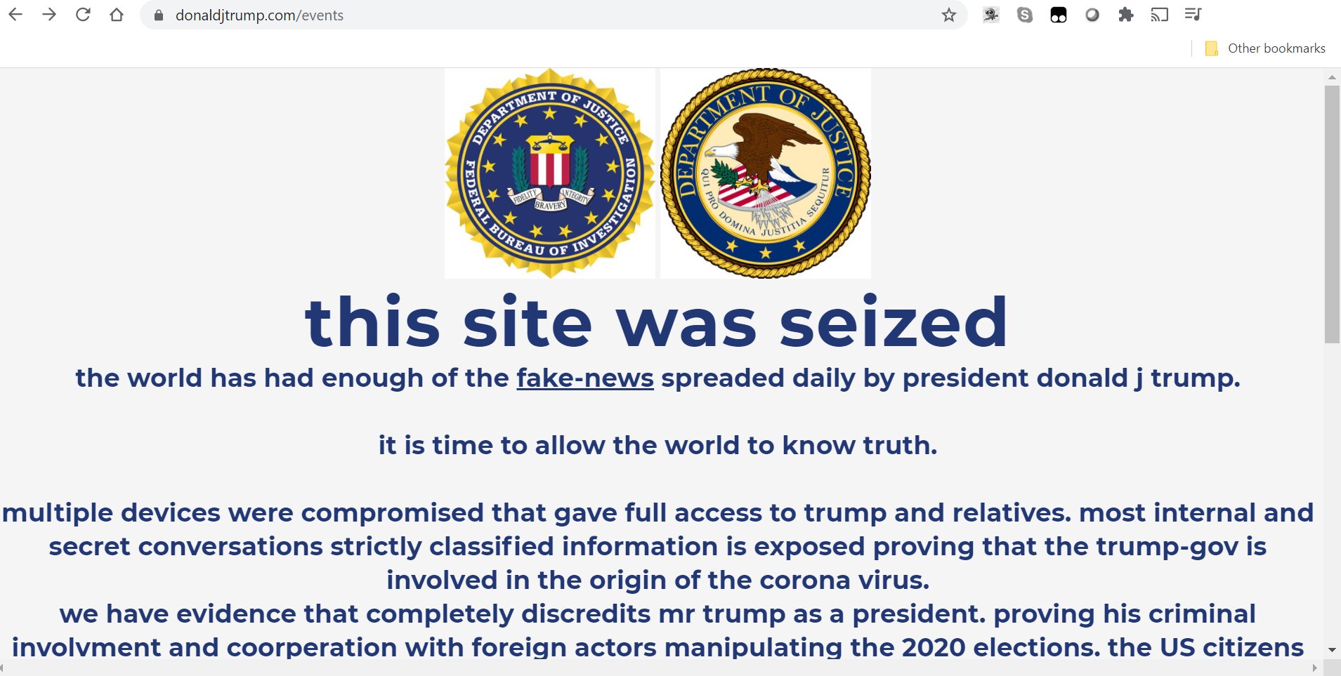 Trump campaign site temporarily 'defaced' Tuesday night by hackers 13 trump site hacked