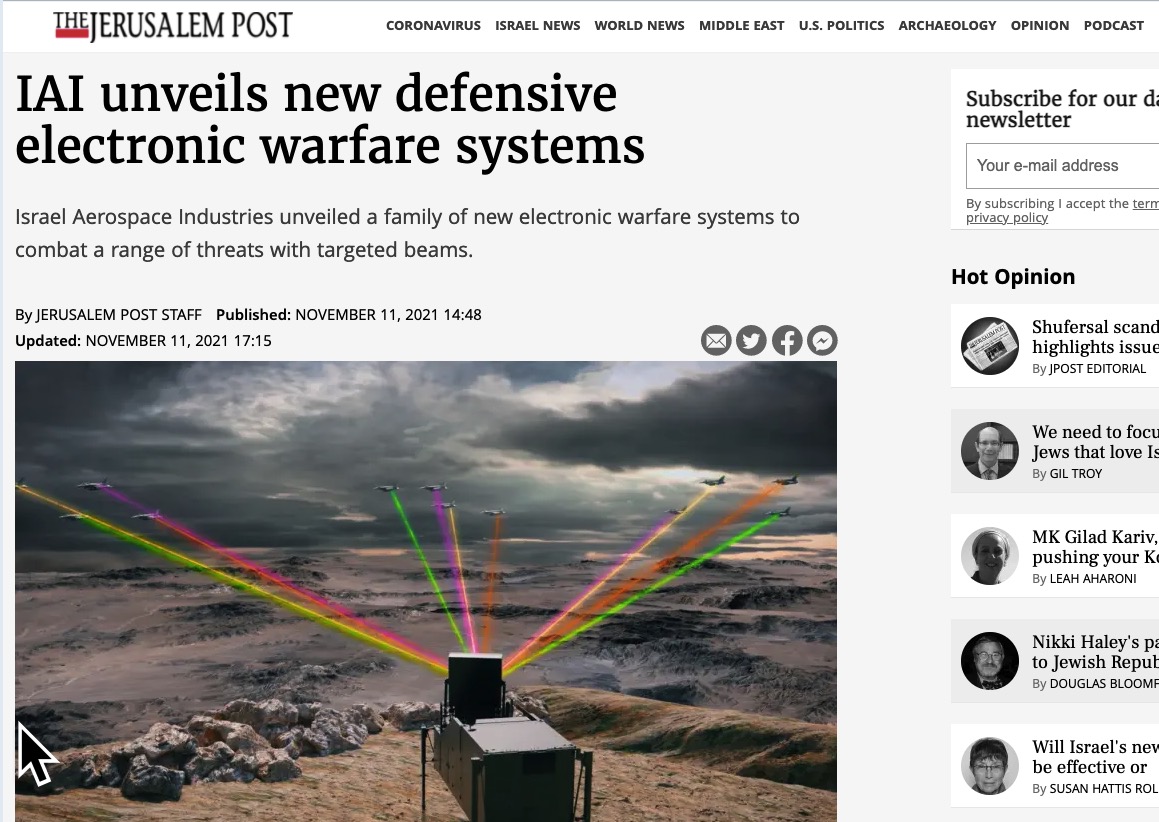 IAI unveils new defensive electronic warfare systems 3 Screen Shot 2021 11 11 at 11.06.59 AM