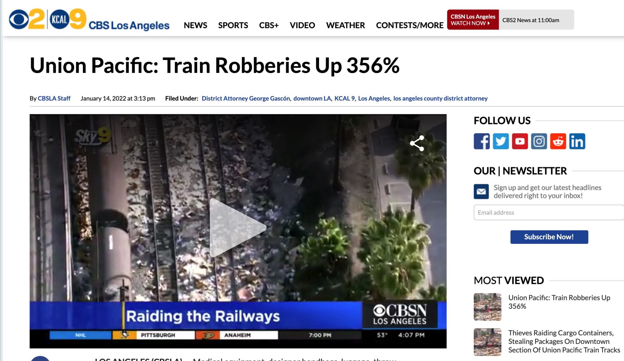 Union Pacific: Train Robberies Up 356% 1 Screen Shot 2022 01 17 at 12.20.19 PM scaled