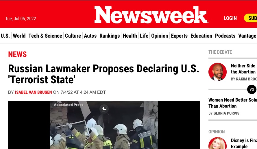 Russian Lawmaker Proposes Declaring U.S. 'Terrorist State' 6 Screen Shot 2022 07 05 at 12.35.40 PM