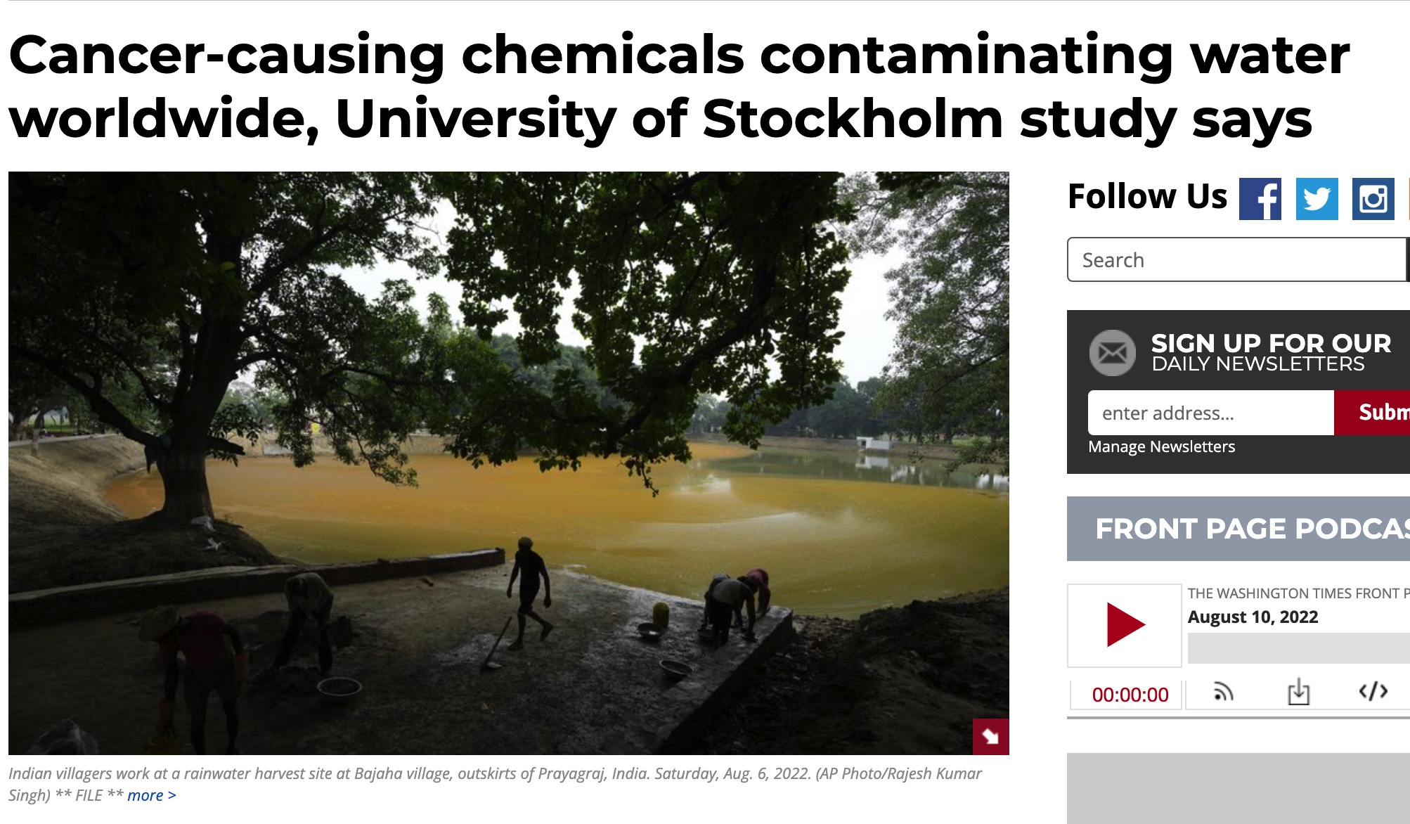 Cancer-causing chemicals contaminating water worldwide, University of Stockholm study says 1 Screen Shot 2022 08 10 at 10.36.49 PM